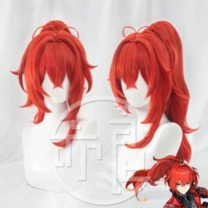 Diluc Red Dead of Night Wig Genshin Impact – Cosbaihuo